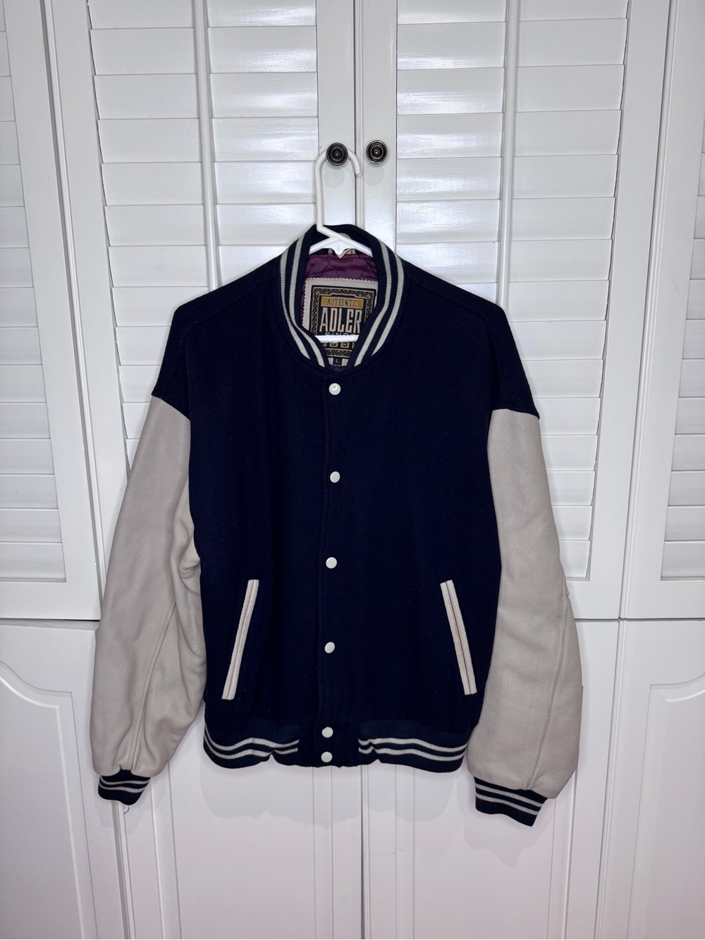 Adler Two-Tone Bomber Jacket in Navy and Light Gray